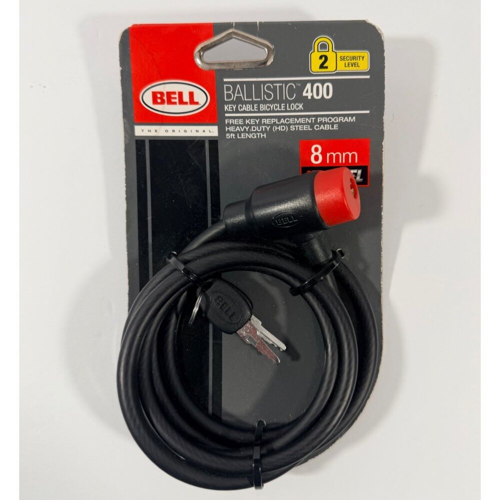 Bell Ballistic 400 Key Cable 8mm Bicycle Dog Lock With 2 Keys HD Steel Security